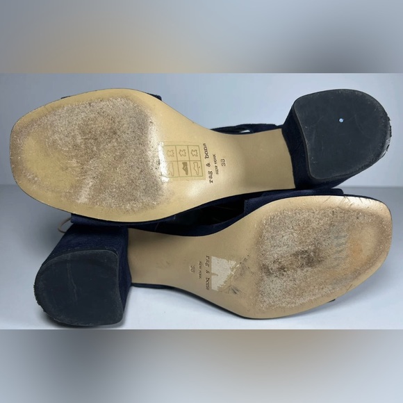 Rag & Bone Madison CutOut Navy Blue Suede Block Heel Sandal EUR 38 - Picture 8 of 9
